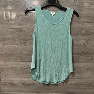 BKE Womens Medium Aqua Green White Stripe Sleeveless Open Back Tank